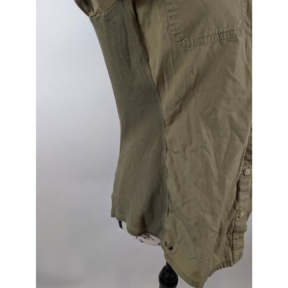 Converse Womens Medium Blouse Button Up 3/4 Sleeve Army Olive Green One Star Top - Picture 9 of 16